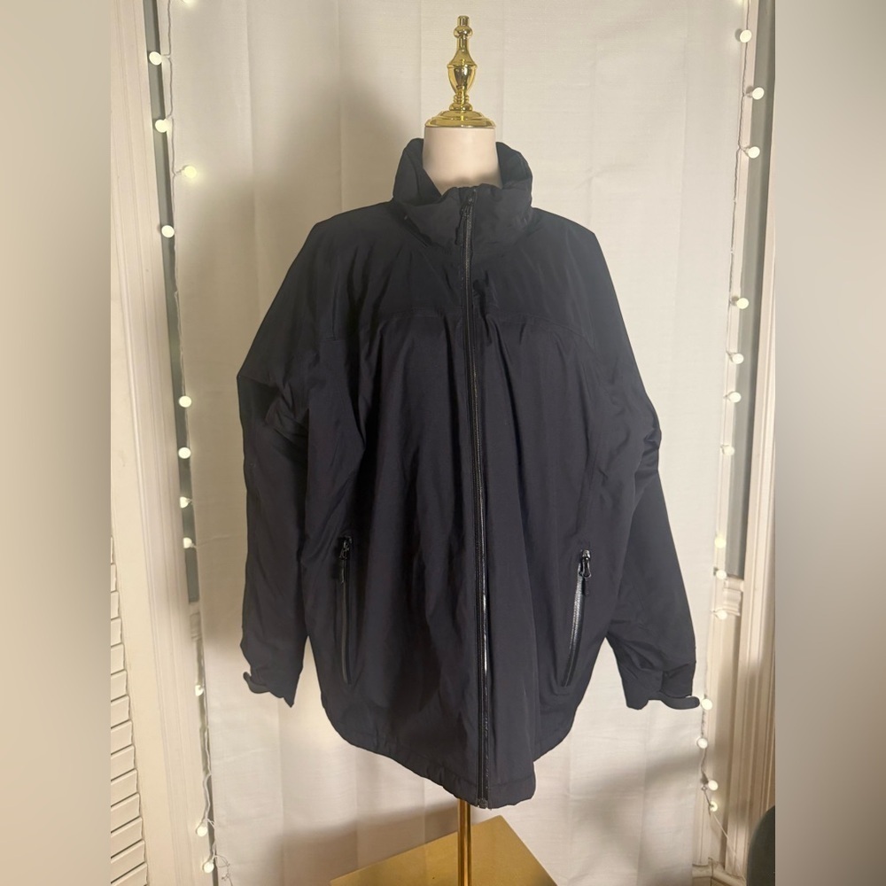Lands’ End Men’s XL Black Insulated Winter Jacket Coat Nylon Quilted
